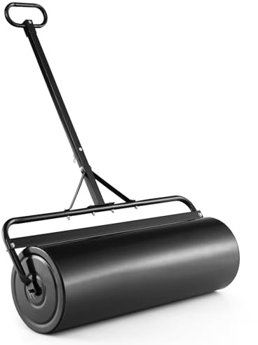 COSTWAY Lawn Roller Push/Tow Behind a Tractor Sod Drum Roller for Garden Yard Park Farm (Black, 39X12X54)