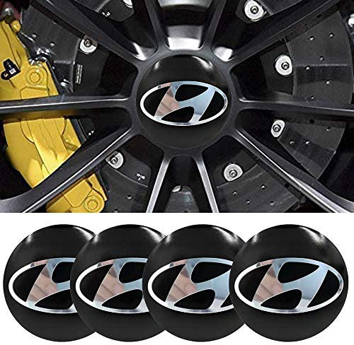 4pcs 56MM 2,2 ' 'Auto-Logo-Aufkleber mit Räderabdeckung mit zentraler Abdeckung ABS-Material (fit Hy Schwarz)