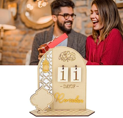 Riuulity Ramadan-Kalender, Ramadan-Adventskalender, Holz-Countdown-Kalender, Dekorationen für Zuhause, DIY Eid Mubaraks-Ornament, Ramadan- und Eid-Dekor (Typ B)