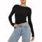 Women's Casual Crop Tops Slim Fit Top Crew Neck Long Sleeve Tight T-Shirt Basic Blouse Tee Tops(Black-8,L)