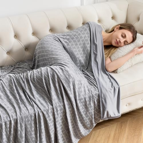 OIGAE Doppelseitige Kühldecke 200x220cm, Grau Kühldecke zum Schlafen, Sommer Decke Schweißabsorbierende und Atmungsaktive, Kuhldecke für Besseren Schlaf, Cooling Blanket Kühl und Hautfreundlich