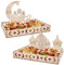 Ycaaeo Ramadan Teller Eid Mubarak Tablett Holztablett Tischdeko für Dessertsnacks Serviertablett mit Mond und Stern Muster Ramazan Deko für Eid-Tische und Kareem Partei (2PCS)
