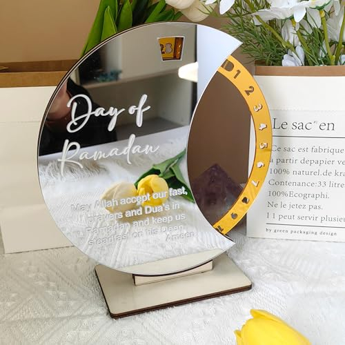 Ramadan Kalender, 2024 Eid Mubarak Adventskalender, DIY Ramadan Deko Aus Acryl, 30-Tage Countdown, Eid Mubarak Dekoration Set, Drehbar Ramadan Kalender Kinder für Ramadan Partys, Ramadan Geschenke
