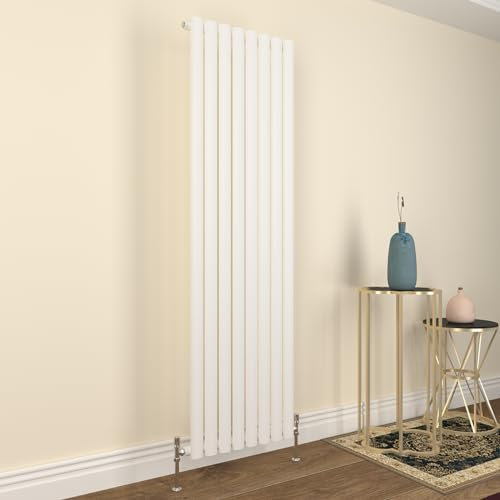 GY Bath Vertical Radiator White Oval Column Designer 1800x472mm Single Modern Central Heating Rads