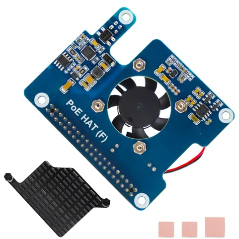 APKLVSR PoE Power Over Ethernet HAT (F) for Raspberry Pi 5, Built-in Fan, Supports 802.3af/at Network Standard (PoE HAT (F)