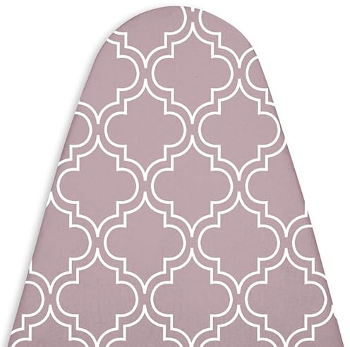 Encasa XO Housse Table À Repasser avec Rembourrage en Feutre De 3 mm, Serrage par Cordon (Convient Aux Planches Standard De Large De 125x39 cm), Imprimé - Carreaux Mauves