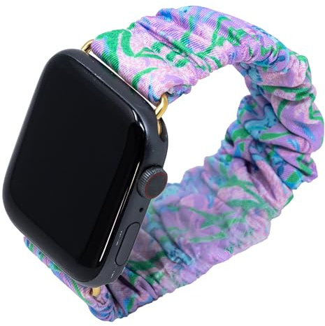Lilly Pulitzer Scrunchie-Band für Smartwatch, passend für Smartwatch-Uhren mit den Größen 38 mm, 40 mm, 42 mm, 44 mm, kompatibel mit Apple Watch Serie 1–6 (Secret Escape)