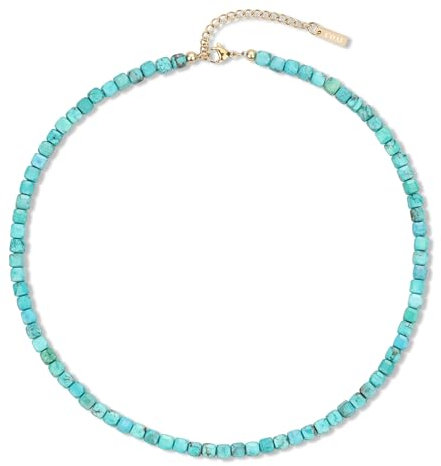 COAI Damen Kristall Perlenkette mit blaugrün synthetischem Türkis Boho Kette für Frauen