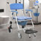 QJWM 3-In-1 Dusch Und Toilettenstuhl Fahrbar Toilettenstuhl Mit Rollen Multifunktionaler Duschstuhl Mit Rollen Klappbar Vier Räder Mit Bremsen B