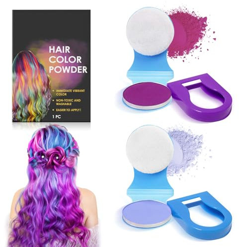 Allony 2 Piezas Tinte Temporal Para el Cabello, Tinte Pelo Lavable Niños, Tintes Para el Cabello Mujer, Tinte Azul Pelo y Morado, Mechas Pelo, Apto Para Mascaradas, Fiestas, etc.