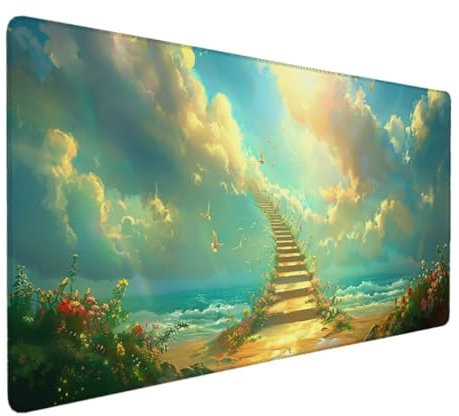 Gaming Mouse Pad, Optimised for Gaming Sensors, Moderate Surface Friction, Non-Slip Mouse Mat, Mac and Pc Gaming Accessories, 800 x 300 x 3mm (Blue Ladder) Gaming Mouse Pad for Office Work Decor W-0C