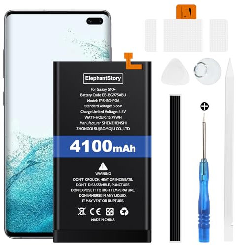 Battery for Galaxy S10 Plus SM-G975 3100mAh Battery Code EB-BG975ABU Lithium Polymer Replacement Battery with Repair Tool Kit