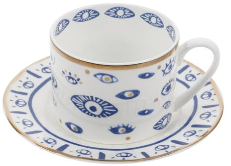 IMIKEYA Keramik Kaffeetasse Nazar Trinkbecher Böser Auge Türkische Kaffeetasse mit Untertasse Porzellan Teetassen Kaffeebecher für Zuhause Büro