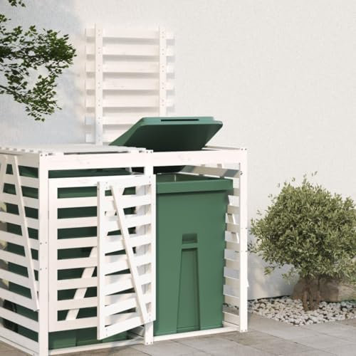 Azzrora Cache-poubelles, cache-poubelles, extension pour cache-poubelles, blanc en pin massif