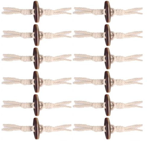 SMTCM 12 Paar Knebelknöpfe mit Verschluss Holzknöpfe Holz Horn Knebelverschlüsse Dufflecoat Hornknöpfe Olivenholz Baumwollseil Mantelschnallen Ersatzknöpfe Harz Toggle Button für Kleidung Jacke DIY