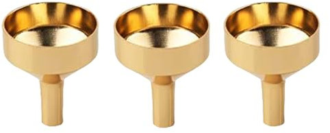 Moguri 3 pezzi Mini imbuto in metallo, apertura 18 mm, piccolo imbuto dorato per bottiglie, cucina, cosmetici e liquidi, imbuto riutilizzabile per spezie e oli