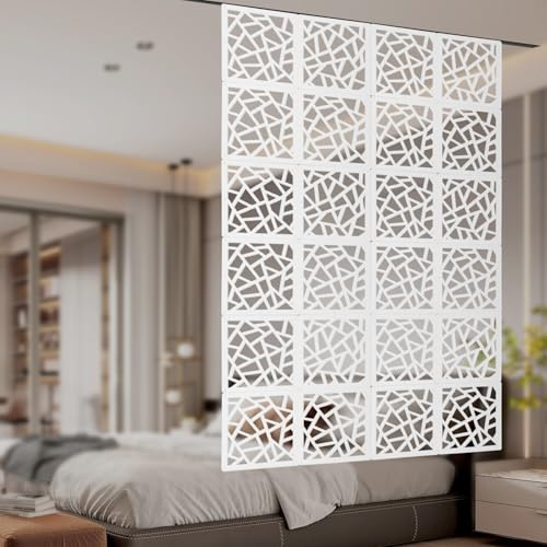 LENDISIY Raumteiler, 24 Stück Trennwand Raumteiler Hängend, 29 * 29cm DIY Dekorative Raumteiler Bildschirm Paravent Raumteiler Hängepaneel Vorhang für Zuhause Hotel Bar Dekoration