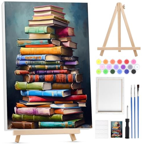 Lxmsja Peinture Numero Enfant Adulte avec Cadre, avec Chevalet en Bois, Livres Peinture par Numero Adulte, Numéro d'art avec Pinceaux, Loisirs Créatifs Activité Manuelle Adultes, 20x30cm