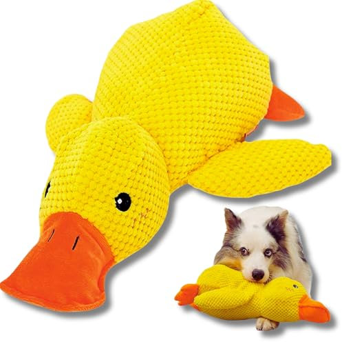 Yigoo Antistress Pfotenstern Ente Gelb - Quietschspielzeug interaktives Plüsch Kauspielzeug für Hunde