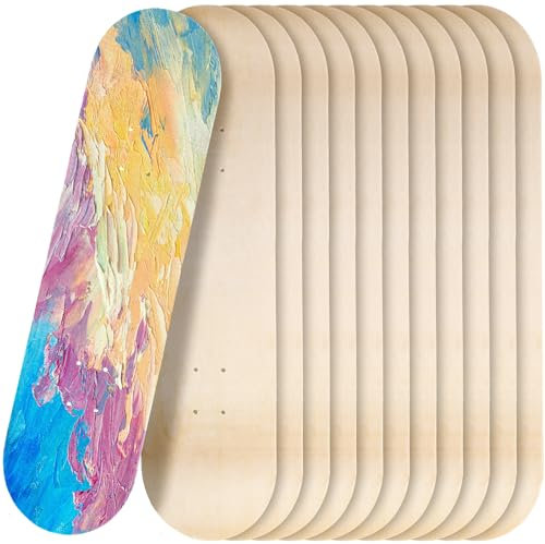 Meooeck Skateboard-Decks, blanko, 20 x 78 cm, natürliches 7-lagiges Holz, Doppelschwanz, einfarbig, für Ersatz, Kunst, Malerei, Heimdekoration, 12 Stück