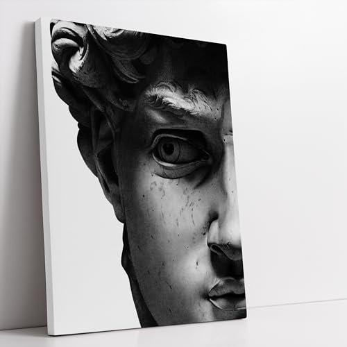 Poster Riproduzione David di Michelangelo 100x150cm Occhio Aperto - Stampa su Tela Artistica SENZA CORNICE, Quadri Moderni Soggiorno, Arredo Casa Ufficio, Eco-Friendly, Made in Italy