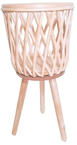 Rattan Flower Pot with Stand, Boho Plant Rack, Sturdy Rattan Pot with Legs, Decorative Flowerpot Basket Planter, for Living Room, Drawing Rooms, 9.06x19.69 inches