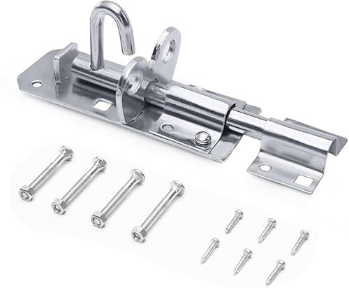 Garden Mile 2pc Silver Brenton Bolt Lock for Shed Gates Doors 4 / 100mm Sliding Door Lock Gate Bolts for Wooden Gates Heavy Duty Locking Shed Door Bolt Weatherproof Bolts for Doors and Sheds