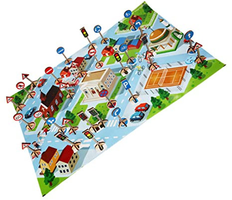 Vaguelly 1satz Mädchen Verkehrszeichen Und Karten Mit Karte Pädagogisches Spielzeug Für Frühkindliche Verkehrserziehung Straßenschilder Und Farbige Karten Englisch