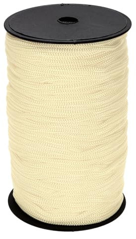 sourcing map Cuerda trenzada de polipropileno de 5 mm, cuerda de nailon hueca de 100 m para tendedero, camping, senderismo, al aire libre, beige