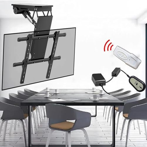 Drmoxin Soporte Motorizado para TV Abatible De 0 a 85°, Soporte Eléctrico para TV De Techo con Control Remoto Y Control De Interruptor, Elevador Motorizado para TV De 32 a 70 Pulgadas