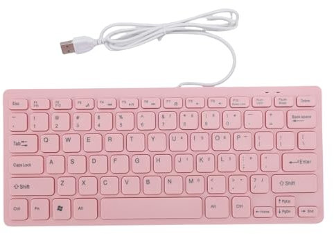 VBESTLIFE Teclado de la Computadora con Cable, Teclas Compactas 78 Teclado Silencioso, Teclado USB de Reproducción de Tapón, Teclas de Borde Redondeado, Rosa, para Laptop de PC (versión Inglesa)