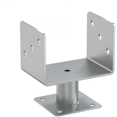 Heavy Duty Galvanised Elevated Bolt Down Pergola Post Support - Post Ground Anchor - Post Shoe - Fence Post Support (125mm - 5x5)