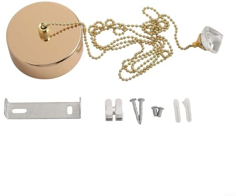 Pull Cord Light Switch for Ceiling Mounted Bathroom and Fan, Antique Brass Chain Kit with 150cm Cord(Gold)