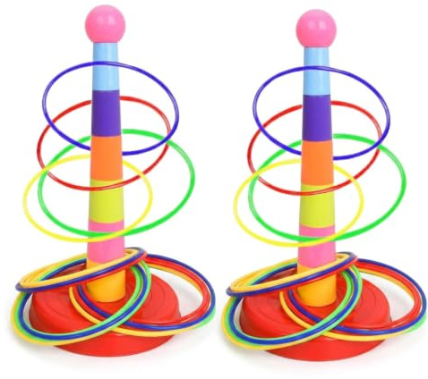 38 Pcs Ring Toss Activity Set, Colourful Throwing Target Kit, Indoor & Outdoor Leisure Group Game for Adults