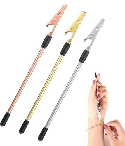 3 PCS Bracelet Helper Tool, Bracelet Fastener Helper, Bracelet Fasteners Tool, Jewelry Bracelet Helper Tool, for Necklace Watch Clasp Zipper Craft Adjustment(Silver, Gold, Rose Gold)
