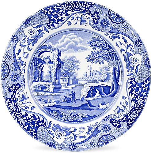 Spode Italienische Speiseteller, Blau, 4 Stück