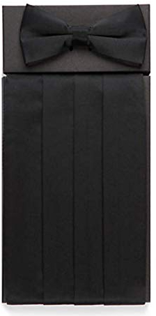 Ike Behar Kummerbund und Fliege, aus Seide, Schwarz