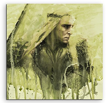 Paul Sinus Art Thranduil in Hobbit 3 60x60cm Wandbild Aquarell Kunstbild Malerei Leinwandbild Fotoleinwand