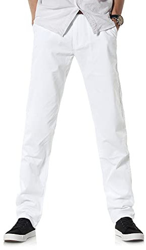 Demon&Hunter 900X Série Pantalon Chino Homme Coupe Classique à Jambe Droite DH9011, Taille (36), Blanc