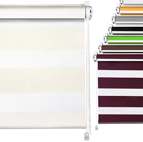 Doppelrollo Vanille 40x150cm Duo-Rollo für Fenster Klemmfix ohne Bohren