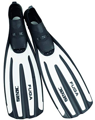Seac Fuga, Flossen zum Tauchen, Freitauchen und Schnorcheln, Erwachsene, geschlossenem Fußteil, Made in Italy, Weiß, 40/41