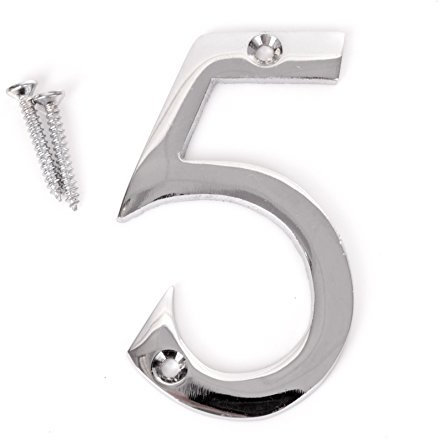 3 Polished Chrome House Number 5 Front Door Building Porch Gate Address Five