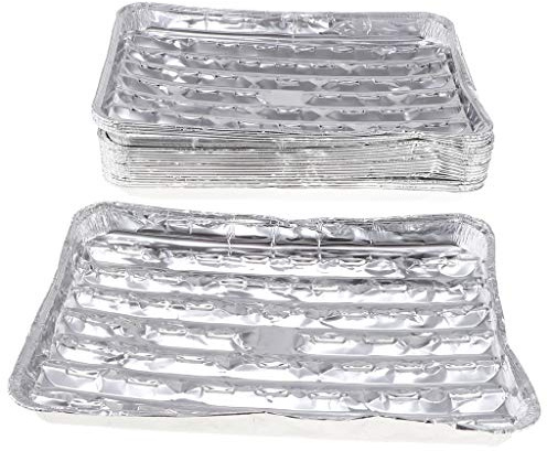 joyMerit 20pcs/set Disposable Aluminum Foil Barbecue Grilling Trays for Outdoor Picnic Camping BBQ - 34.5 x 22.5 x 2.5cm
