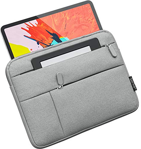 XeloTech schlanke Tasche für iPad Pro 11, iPad Air 10.9 2020, iPad 10.5, 9.7, Surface Go, Top Schutz - Extra Seitentaschen für Kabel & Zubehör