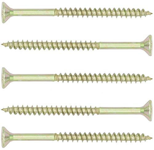 Spanplattenschrauben 4,5x60 mm - 100 Stück - TX25 (I-Stern) - Senkkopf/Teilgewinde/Fräsrippen - gelb verzinkt - SC200 | SC-Normteile