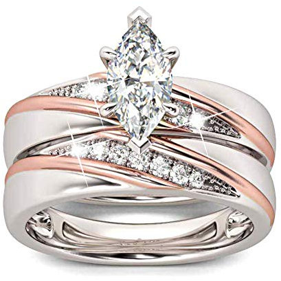 Jeulia Wedding Rings Engagement Rings for Women Anniversary Promise Ring Bridal Sets 925 Sterling Silver with 1.6 ct Primary Stone+ 0.32 ct Side Stone (Rose Gold, N 1/2)
