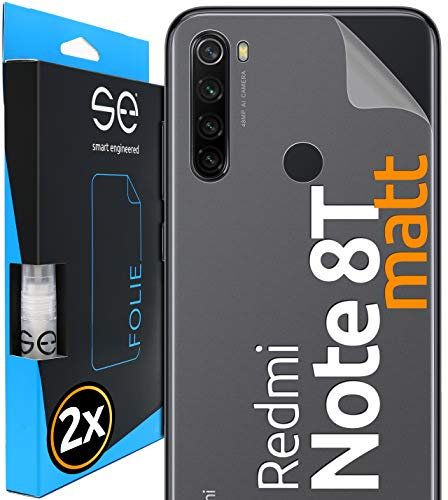 2x se® Protector 3D Antirreflejo para la Parte Trasera de Xiaomi Redmi Note 8T, Protección Solar, Instalación sin Burbujas, Mate, Protección contra Suciedad, Golpes y Arañazos, Matériau TPU