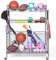 Kinghouse Garage Sportgeräte Organizer, Sportgeräte Aufbewahrung für Garage mit Körben und Haken, Rollende Basketballständer für Bälle mit Rädern, grau, pulverbeschichteter Stahl