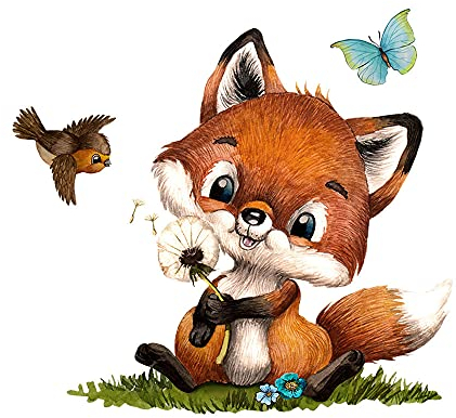 Mini Fensterbild Fuchs Füchschen Pusteblume Schmetterlinge wiederverwendbar Fensterdeko Fensterbilder Frühling Deko Dekoration bf127mini ilka parey wandtattoo-welt®