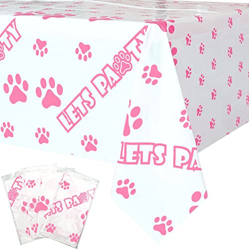 4pcs 54x108in Puppy Dog Pet Paw Patrol Print Disposable Plastic Tablecloth - Cat Pet Paw Plastic Table Cover for Paw Patrol Party Supplies Dog Theme Birthday Party Decorations Cat Theme Birthday Party